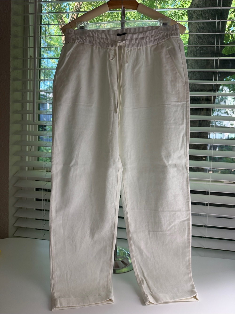 J. Crew Cream Drawstring Linen-Blend Joggers